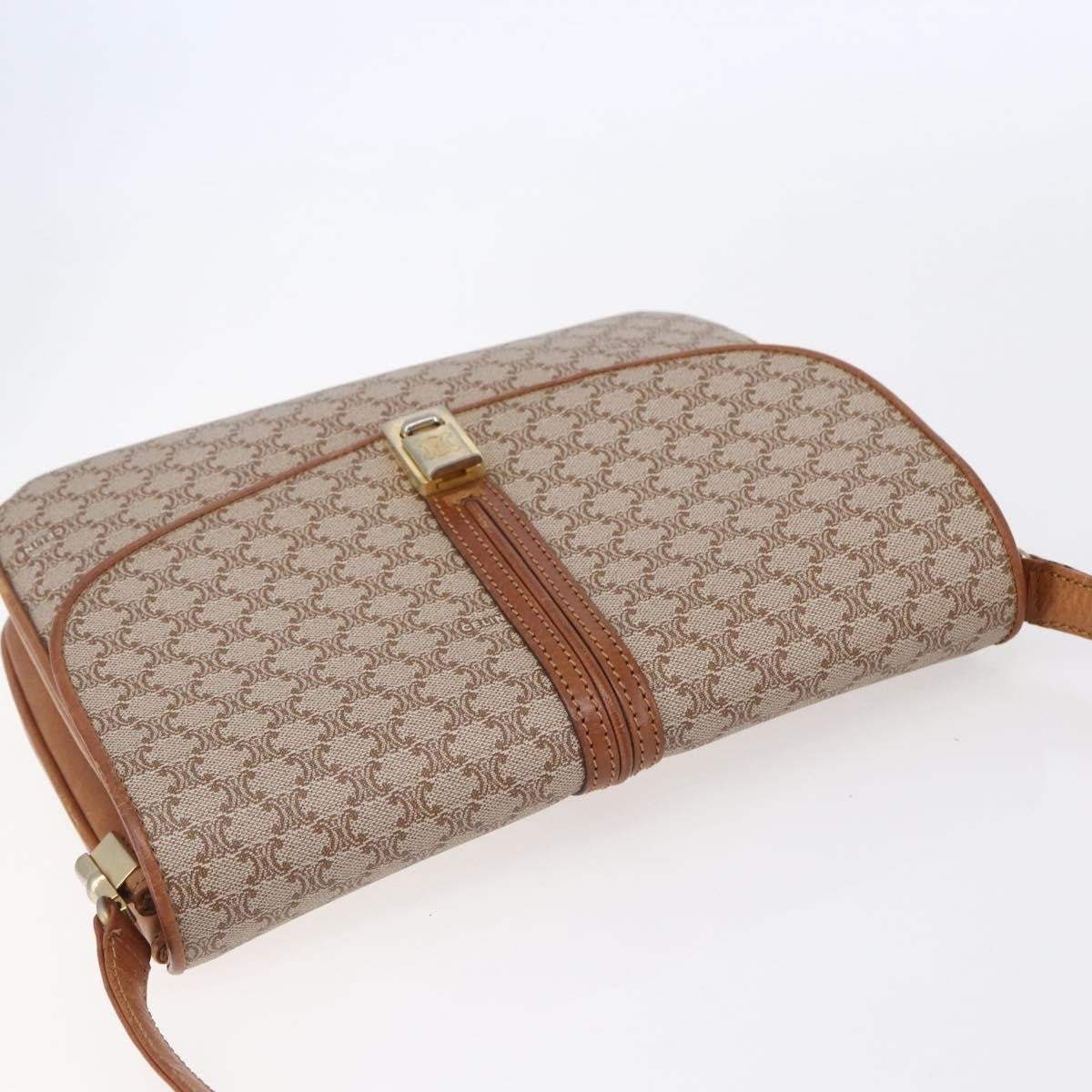 Celine Vintage Macadam Canvas And Leather Beige Canvas Shoulder Bag Bag (Pre-Owned)