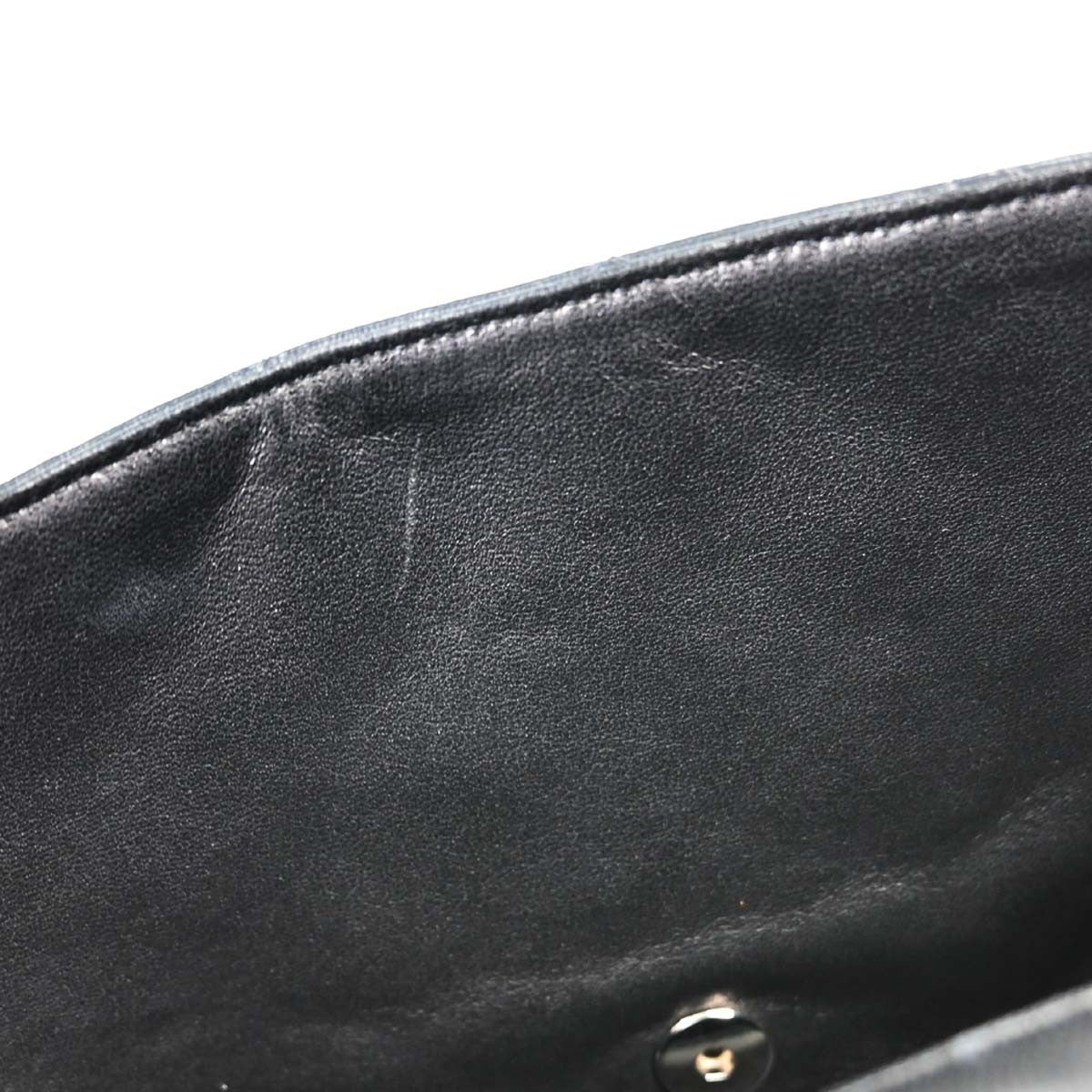 Chanel Vintage Classic Top Handle Flap Quilted Lambskin Black Leather Handbag (Pre-Owned)