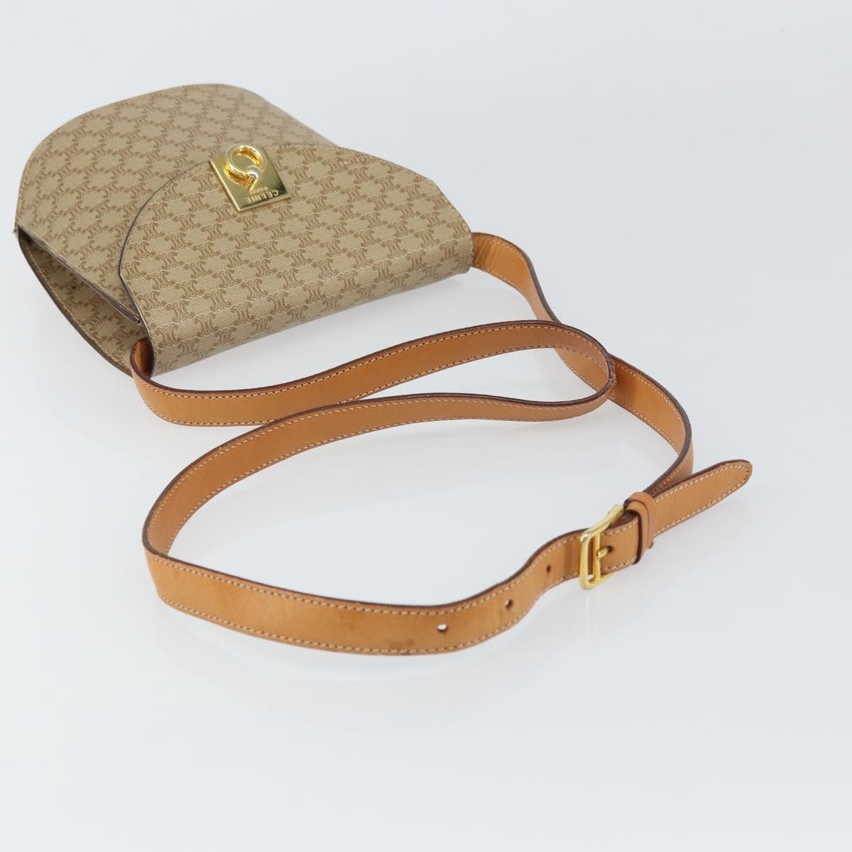 Celine Vintage Macadam Canvas Beige Canvas Shoulder Bag Bag (Pre-Owned)