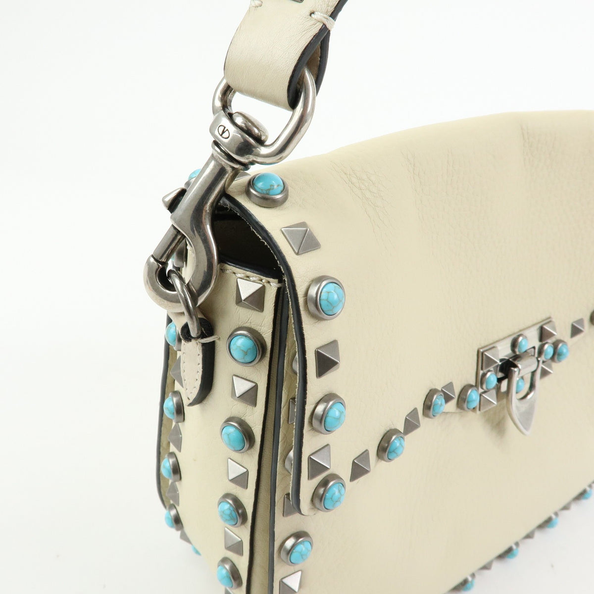 Valentino Garavani Rolling Rockstud Leather With Cabochons Multicolour Leather Crossbody Bag Bag (Pre-Owned)