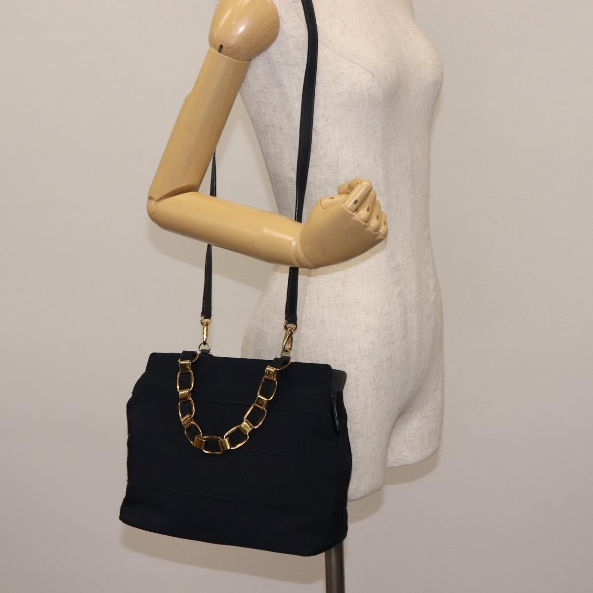 Salvatore Ferragamo Vala Canvas Navy Canvas Handbag (Pre-Owned)