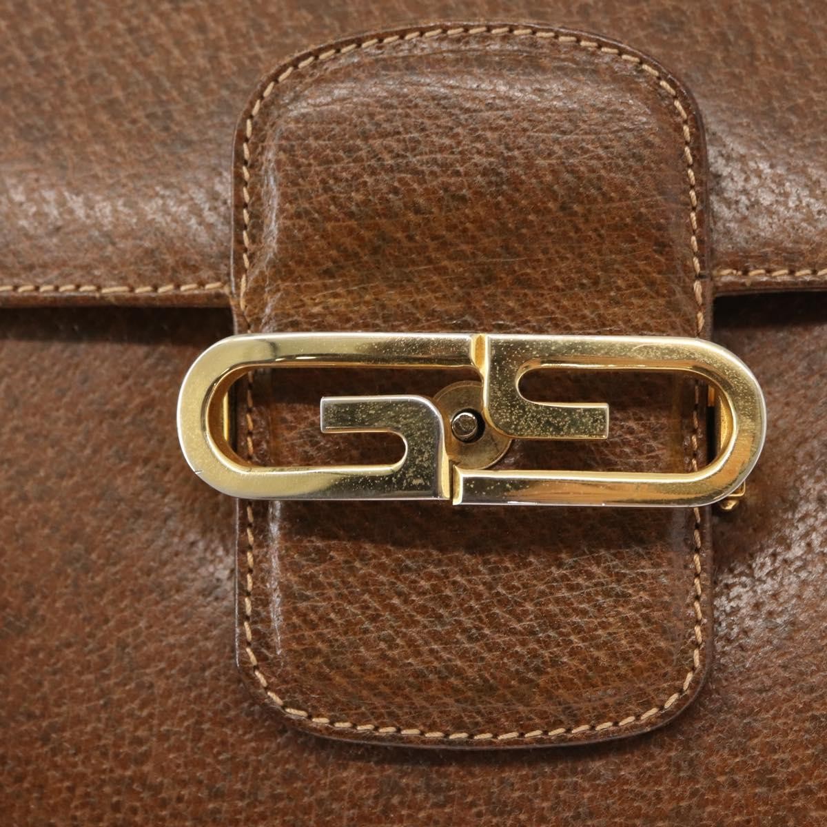 Gucci Vintage Flap Leather Brown Leather Shoulder Bag Bag (Pre-Owned)