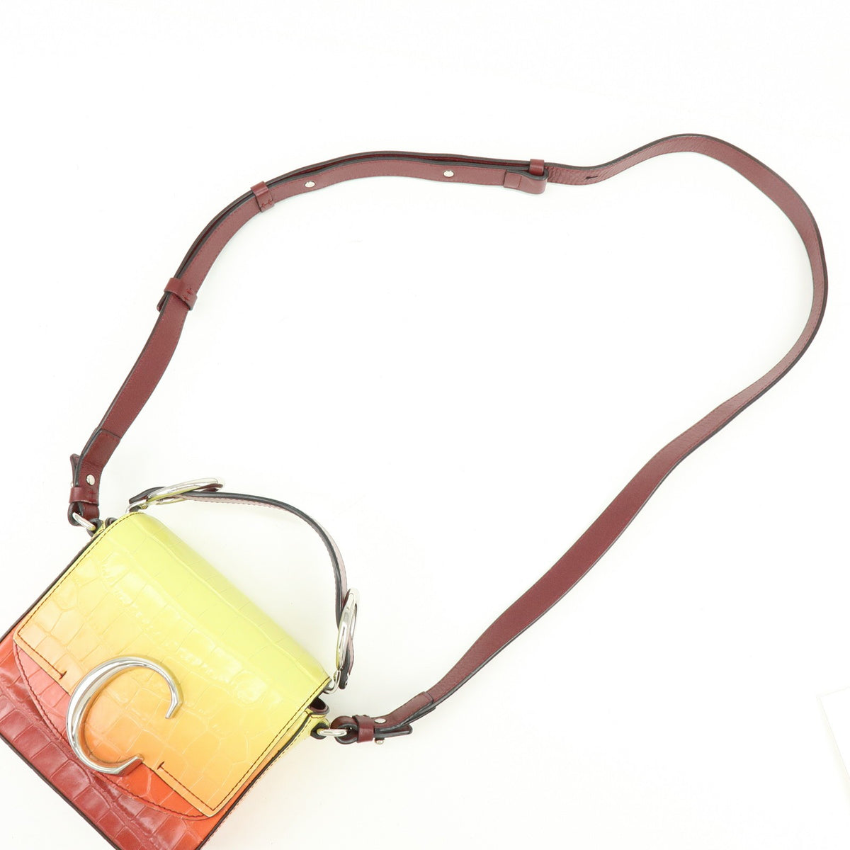 Chloe C Flap Crocodile Embossed Leather Multicolour Leather Handbag (Pre-Owned)