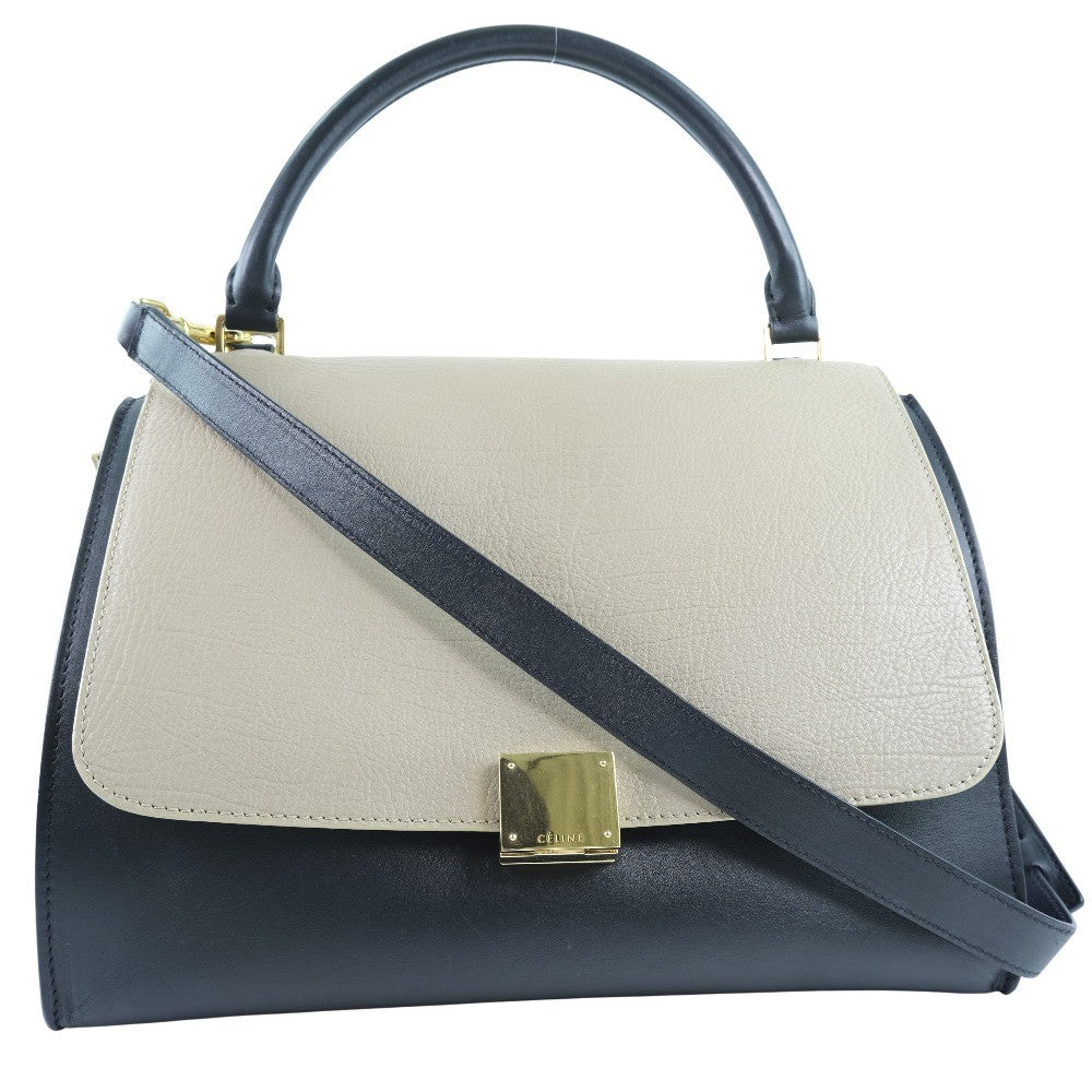 Celine Trapeze Leather With Suede Black Leather Bag (Pre-Owned)