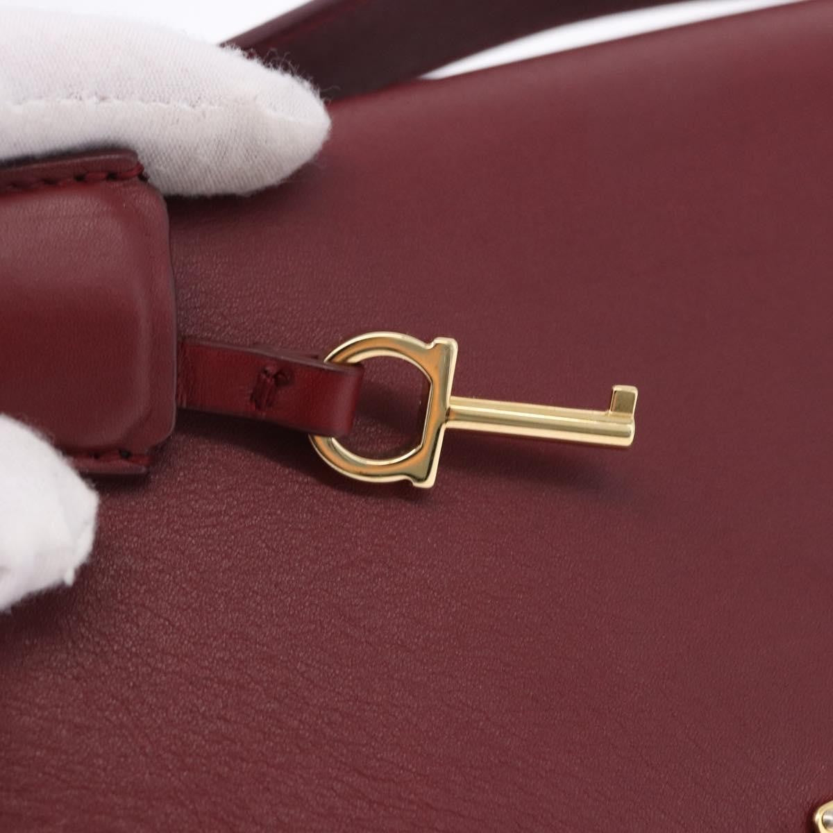 Salvatore Ferragamo Aileen Leather Burgundy Leather Shoulder Bag Bag (Pre-Owned)