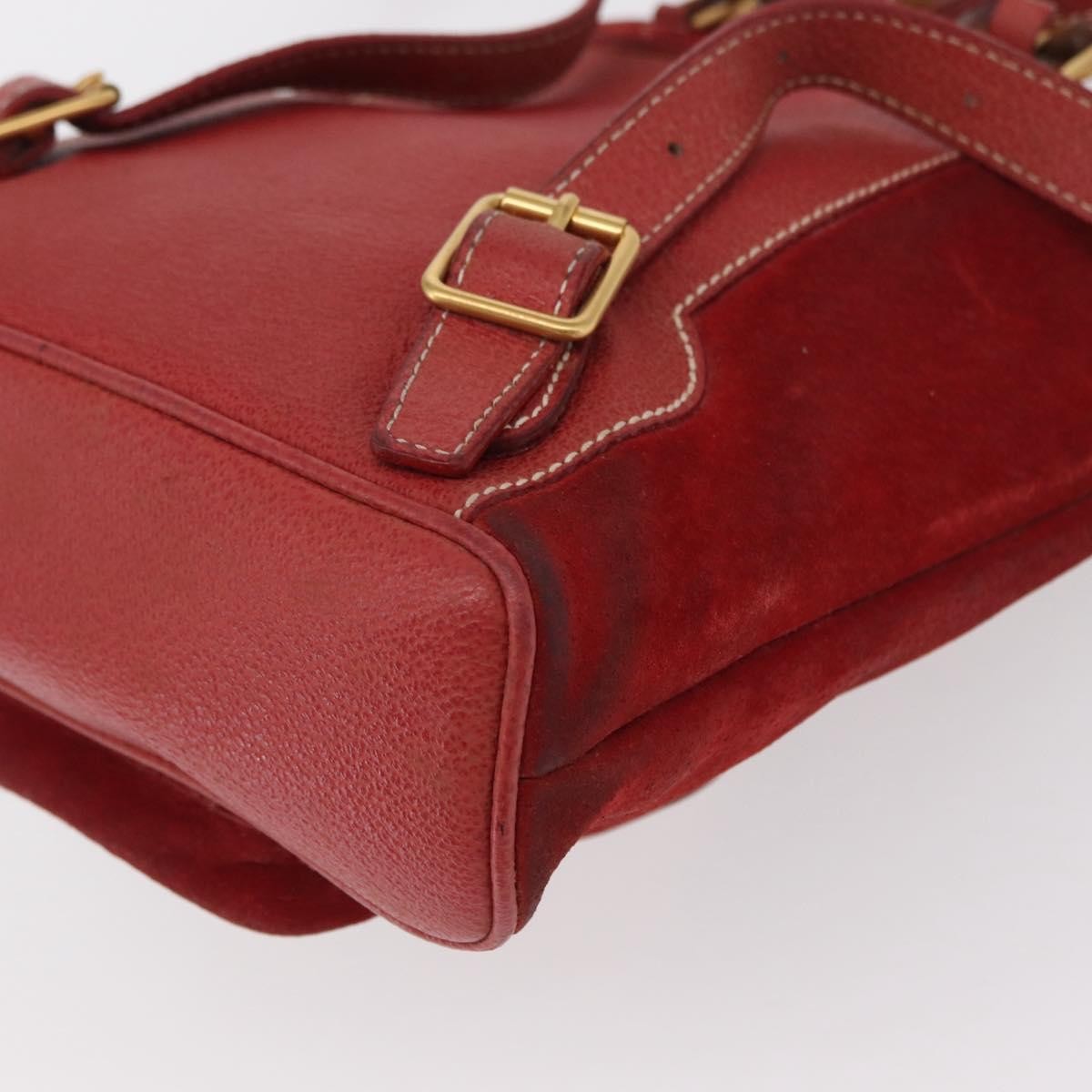 Gucci Vintage Bamboo Leather Red Leather Backpack Bag (Pre-Owned)
