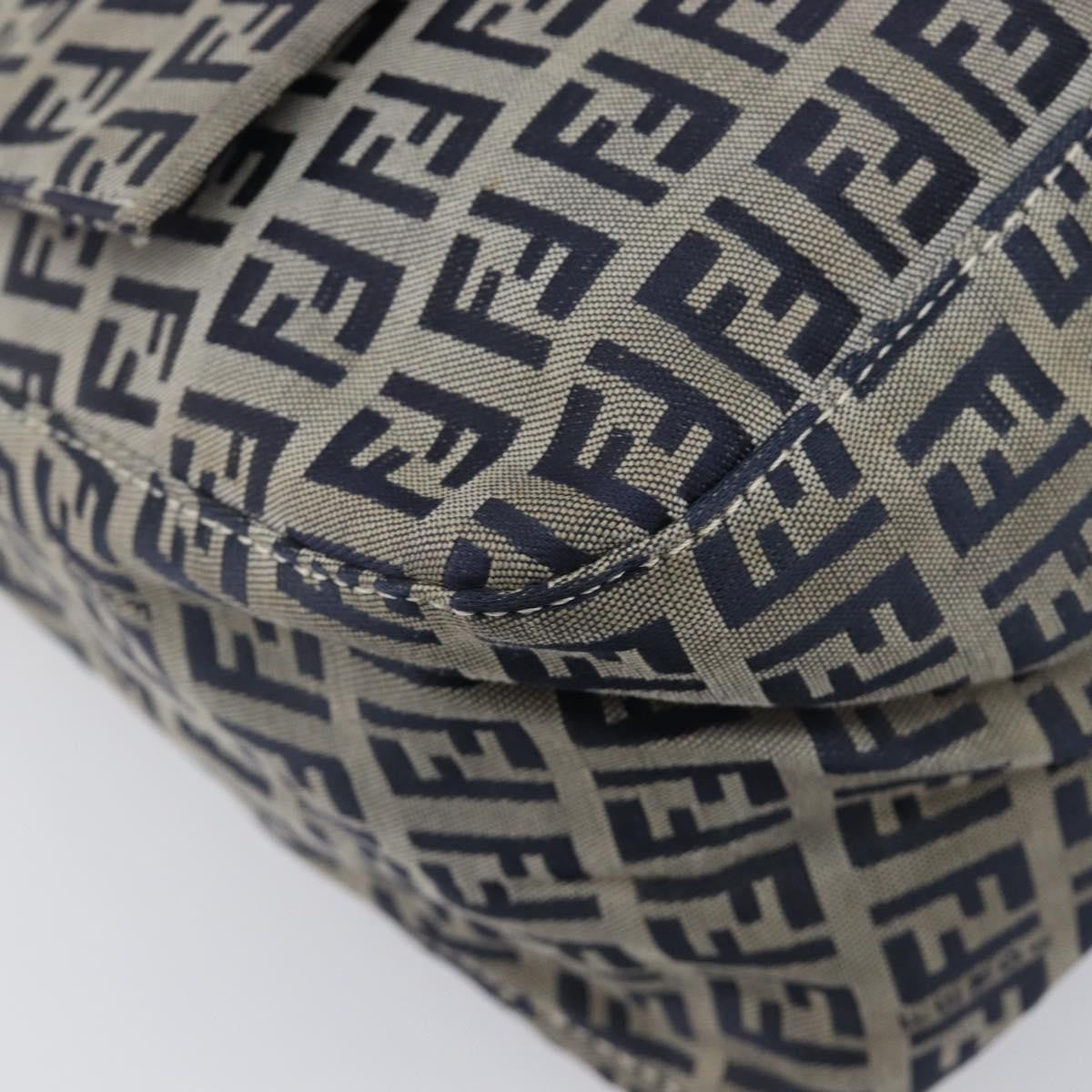Fendi Zucchino Mamma Baguette Canvas Navy Canvas Shoulder Bag Bag (Pre-Owned)
