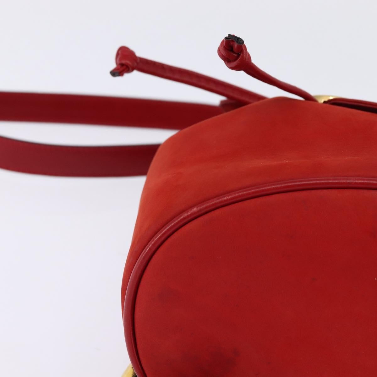 Salvatore Ferragamo Gancini Flap Drawstring Leather Red Leather Backpack Bag (Pre-Owned)