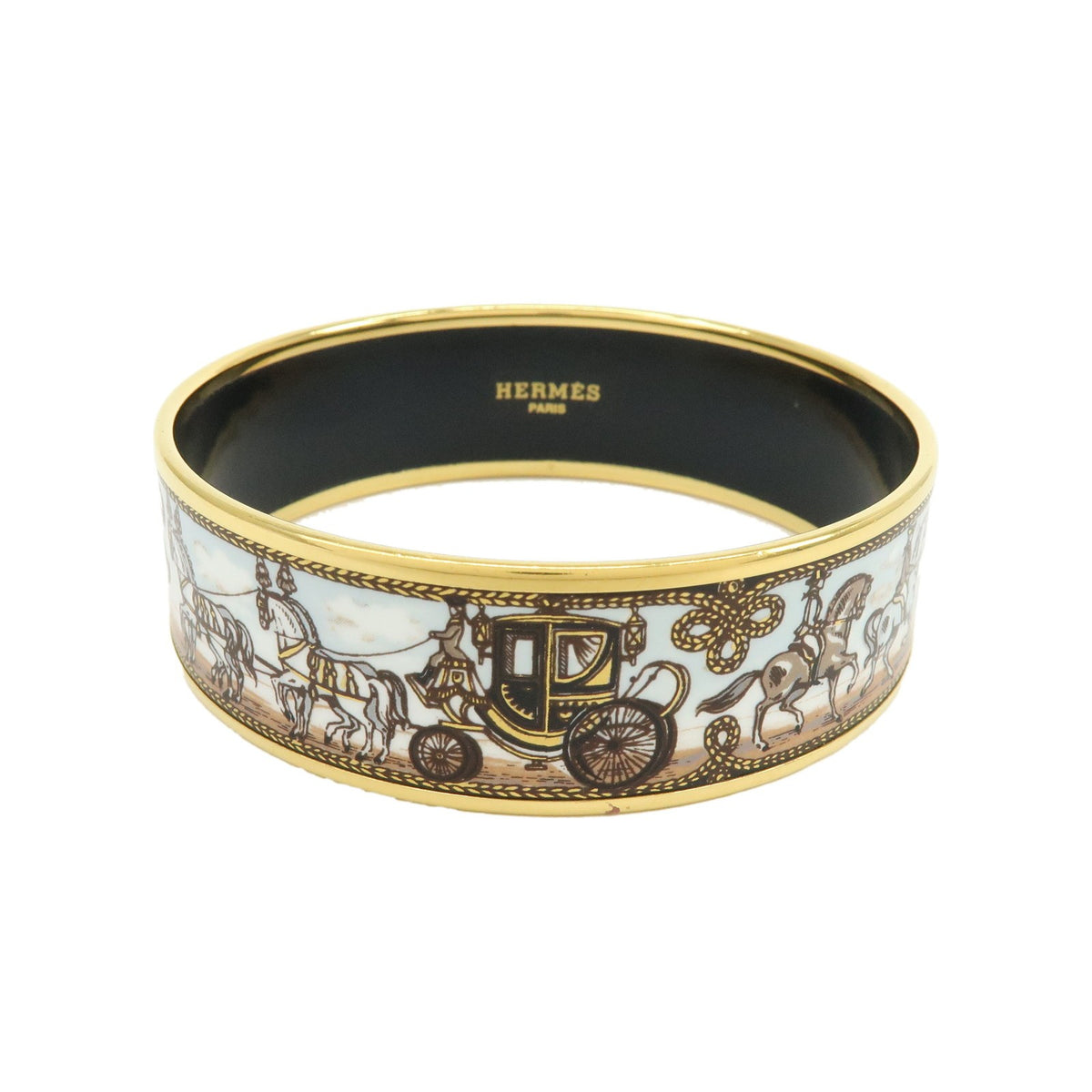 Hermes Caleche Bangle Enamel Multicolour Gold_Plated Bracelet Jewelry (Pre-Owned)