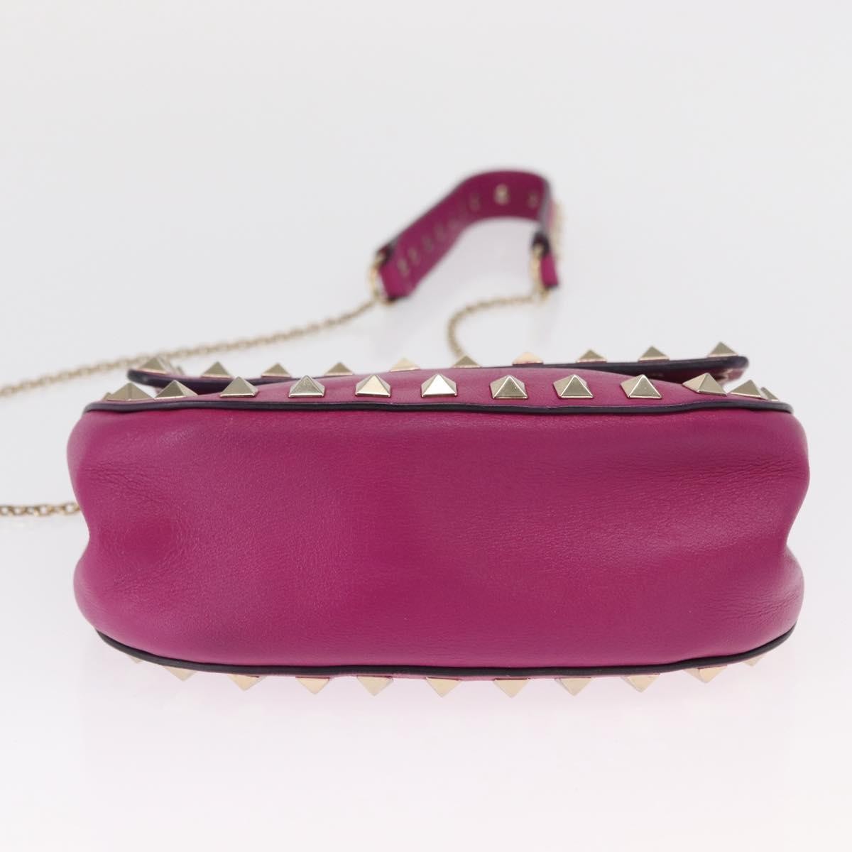 Valentino Garavani Rockstud Saddle Leather Pink Leather Clutche & Pouche Bag (Pre-Owned)