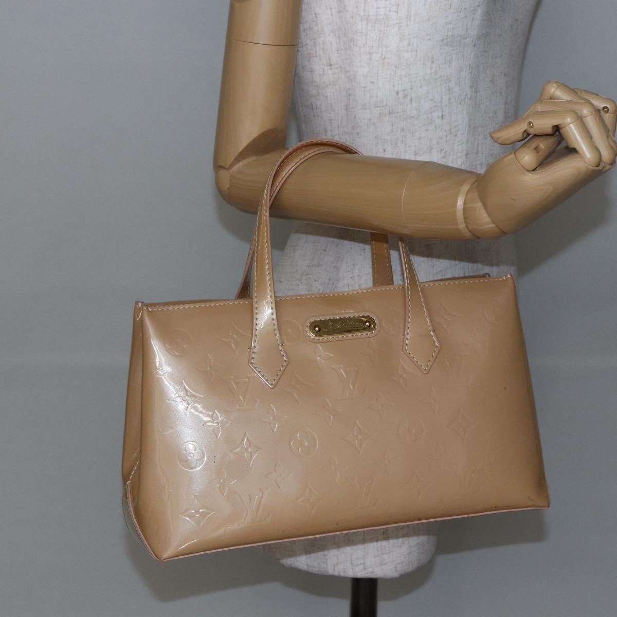 Louis Vuitton Wilshire Monogram Vernis Beige Patent_Leather Handbag (Pre-Owned)
