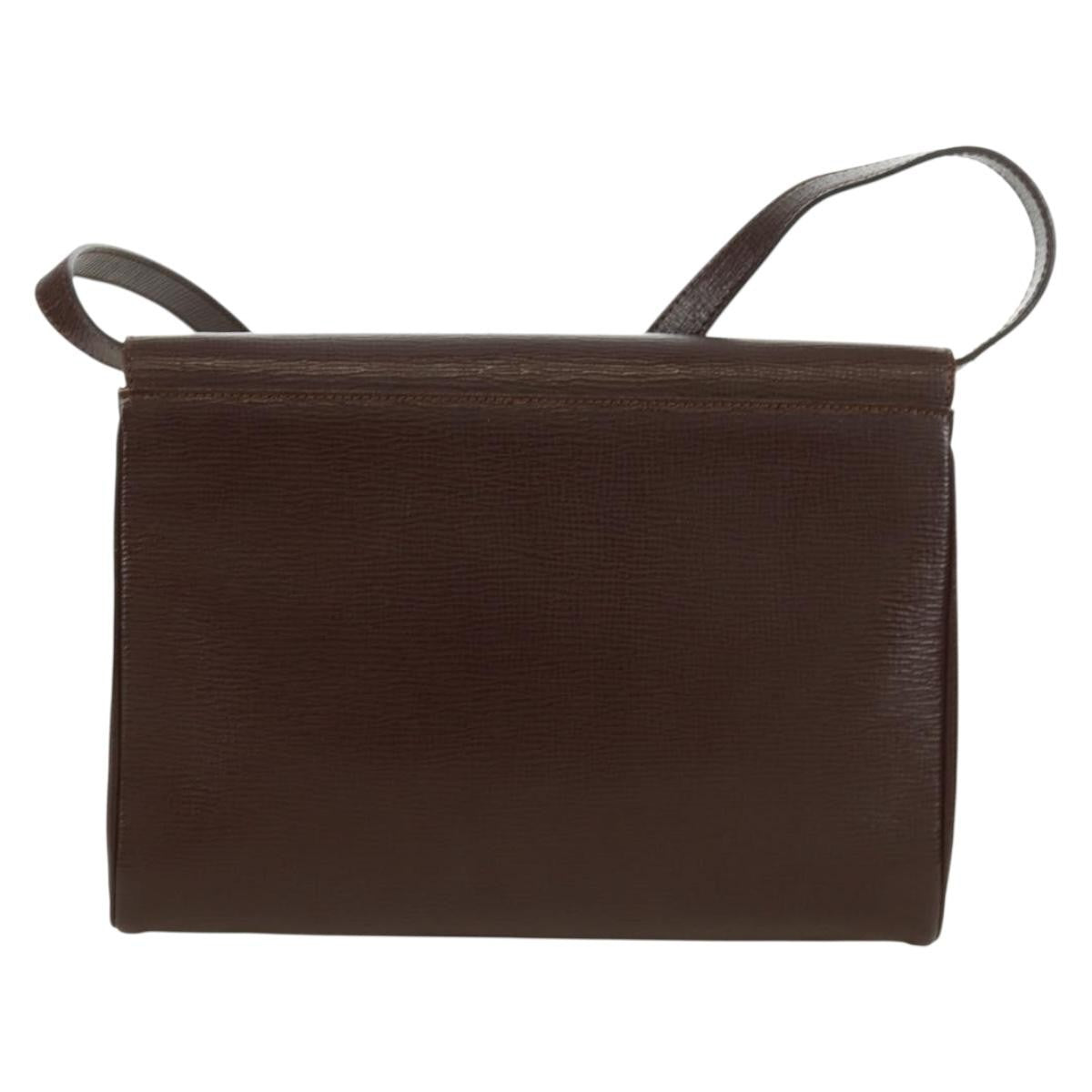 Celine Circle Logo Leather Brown Leather Shoulder Bag Bag (Pre-Owned)