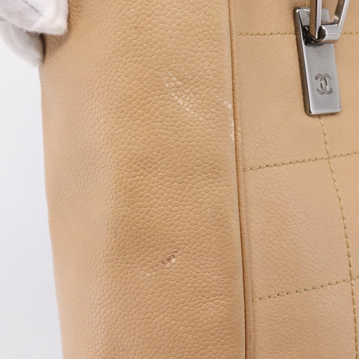 Chanel Chocolate Bar Coco Mark Leather Beige Leather Tote Bag Bag (Pre-Owned)