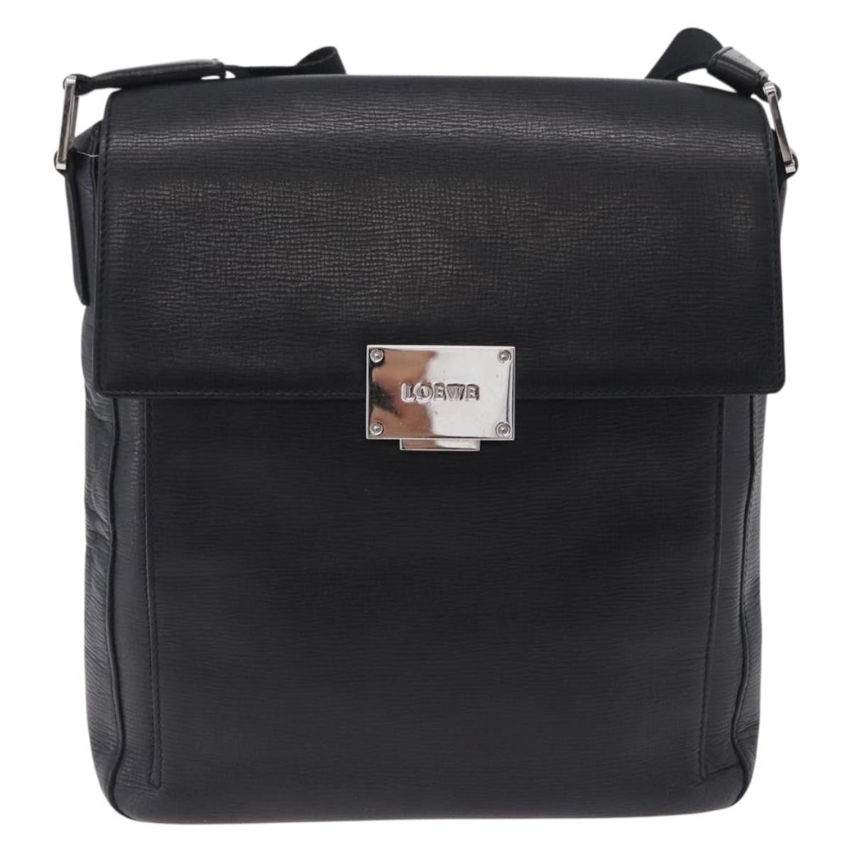 Loewe Shoulder Bag Leather Black Leather Shoulder Bag Bag (Pre-Owned)