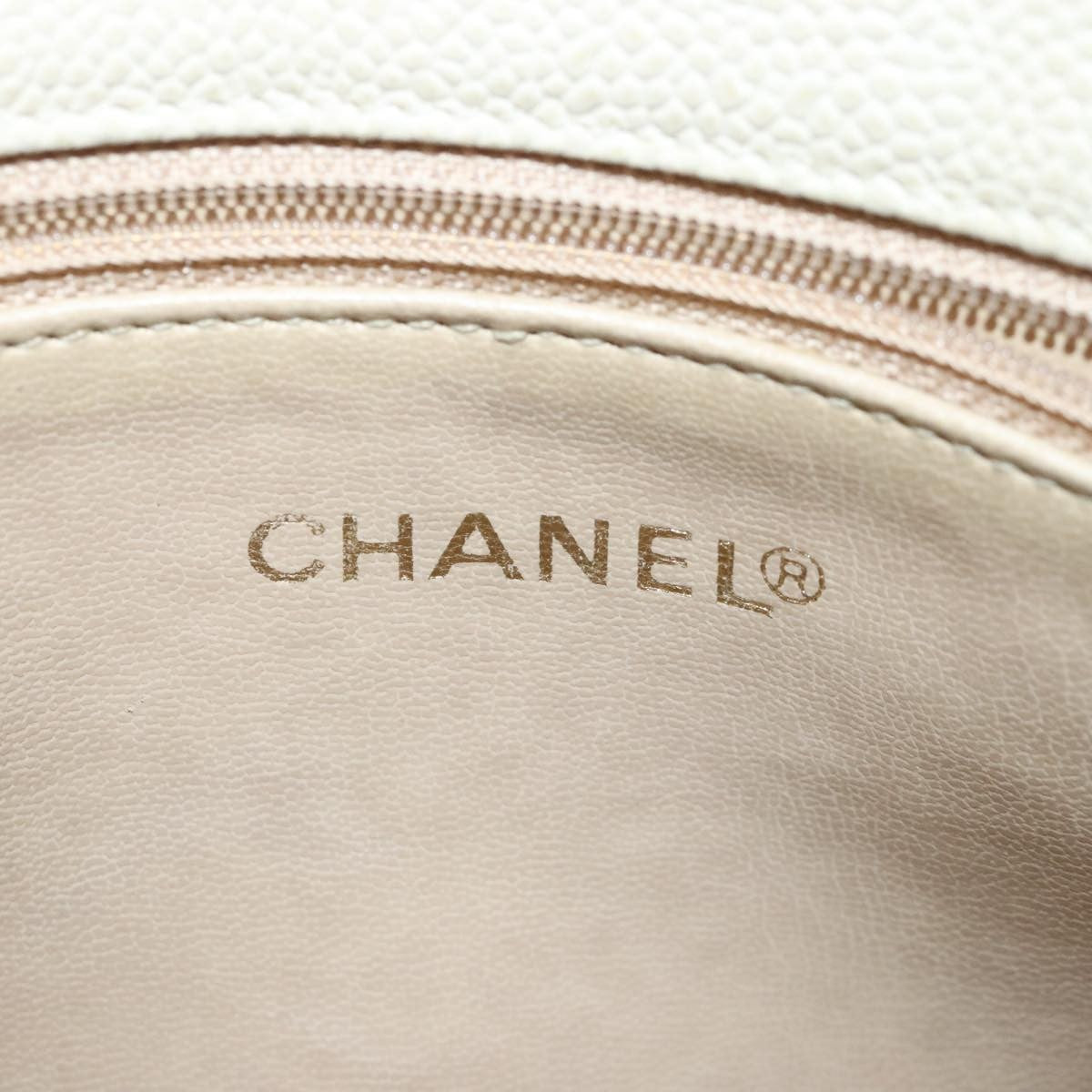 Chanel Vintage Slit Pocket Quilted Caviar Beige Leather Shoulder Bag Bag (Pre-Owned)