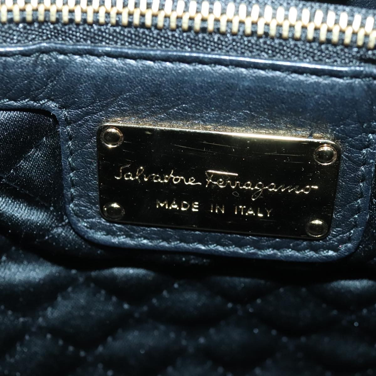 Salvatore Ferragamo Vala Leather Black Leather Handbag (Pre-Owned)