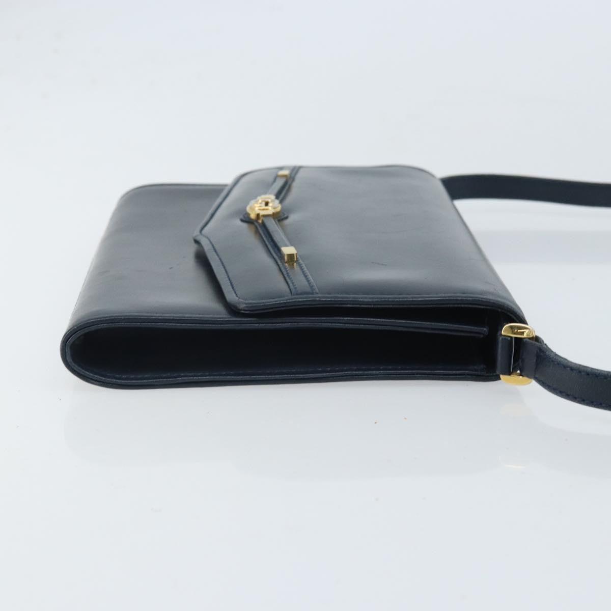 Gucci Vintage Interlocking G Flap Leather Navy Leather Shoulder Bag Bag (Pre-Owned)