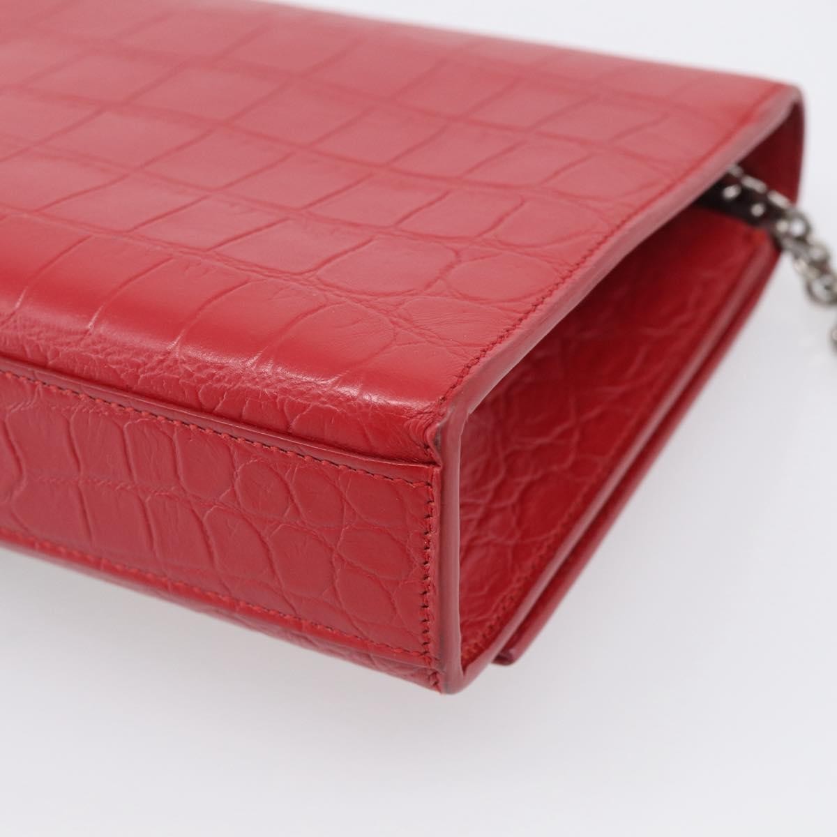 Saint Laurent Classic Monogram Crocodile Embossed Leather Red Leather Crossbody Bag Bag (Pre-Owned)