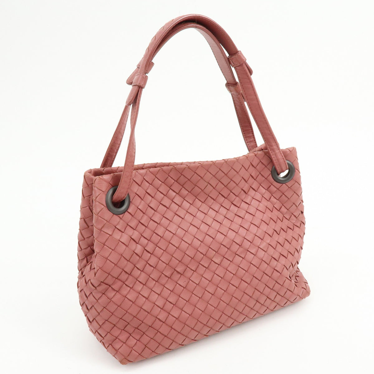 Bottega Veneta Bella Intrecciato Nappa Pink Leather Tote Bag Bag (Pre-Owned)