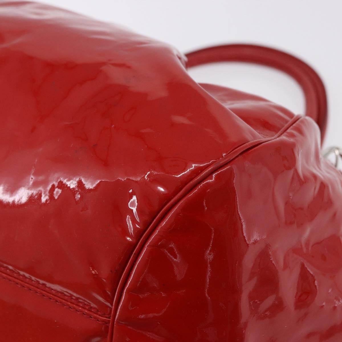 Salvatore Ferragamo Gancini Patent Leather Red Patent_Leather Handbag (Pre-Owned)