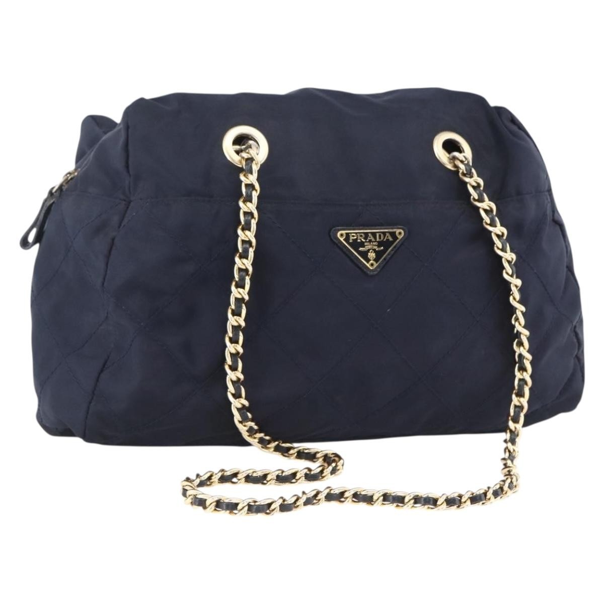 Prada Re-Edition 1995 Chain Quilted Re-Nylon Navy Nylon Tote Bag Bag (Pre-Owned)