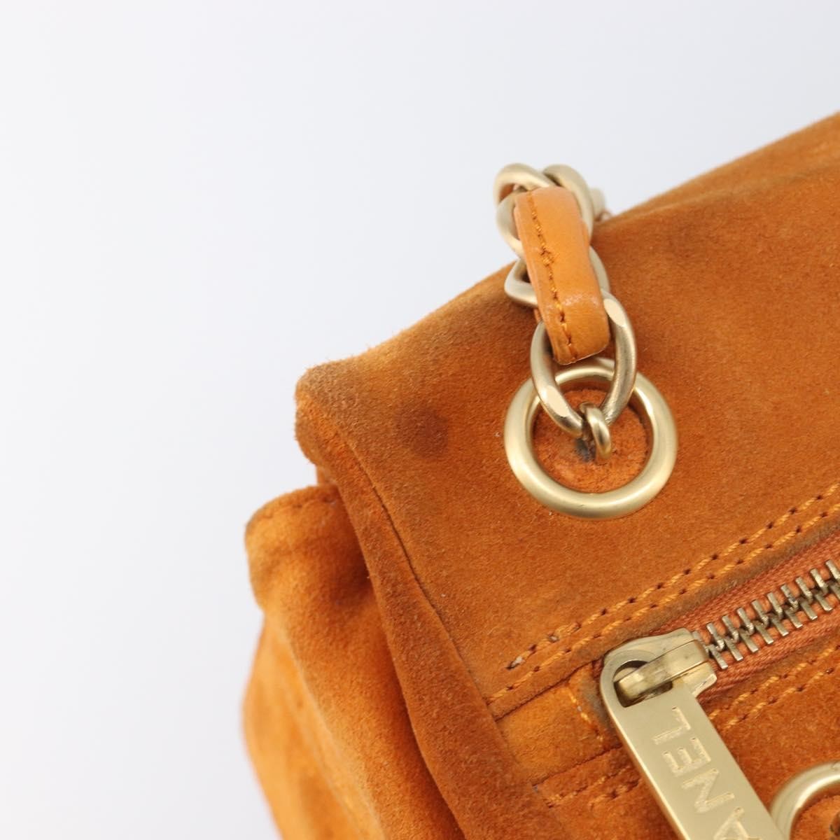 Chanel Coco Mark Suede Orange Suede Shoulder Bag Bag (Pre-Owned)