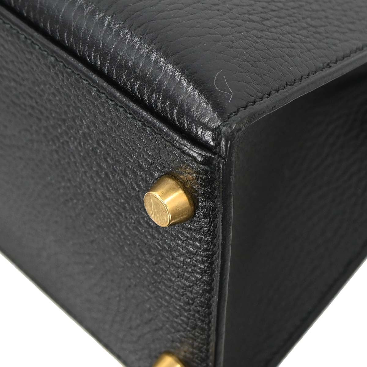 Hermes Kelly Black Ardennes With Gold Hardware Black Leather Handbag (Pre-Owned)