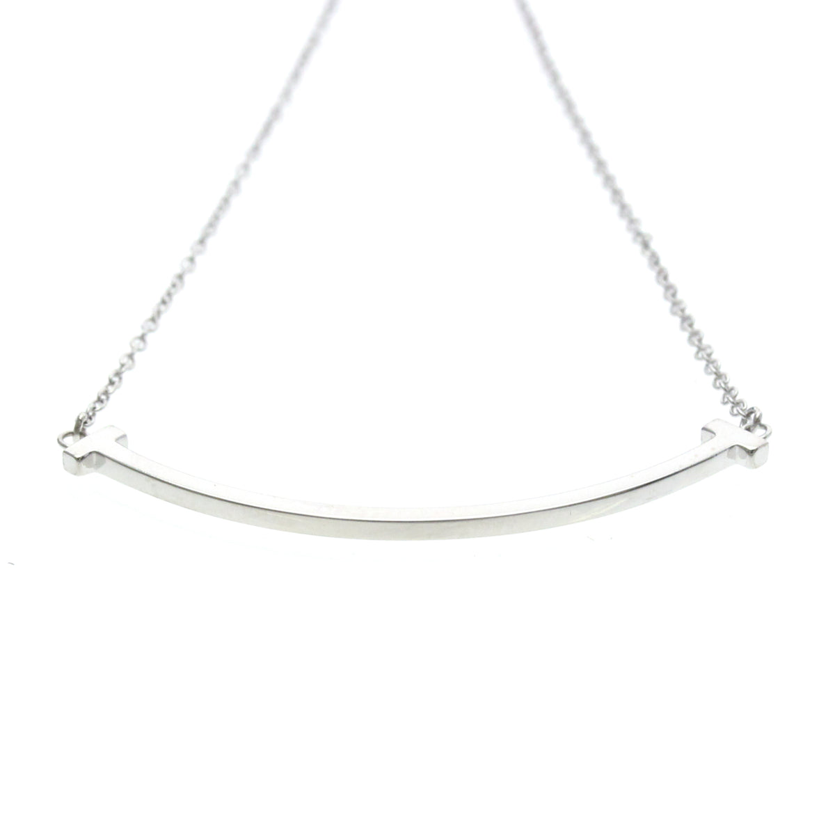 Tiffany & Co. T Smile Pendant 18K White Gold Silver White_Gold Necklace Jewelry (Pre-Owned)