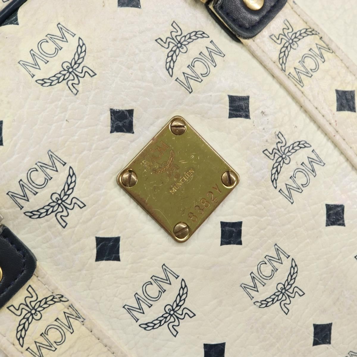 MCM Vintage Visetos Leather White Leather Tote Bag Bag (Pre-Owned)