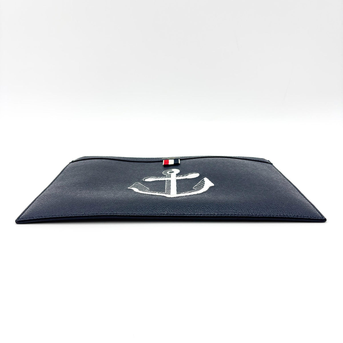 Thom Browne Zip Document Holder Leather With Applique Navy Leather Briefcase Bag (Pre-Owned)
