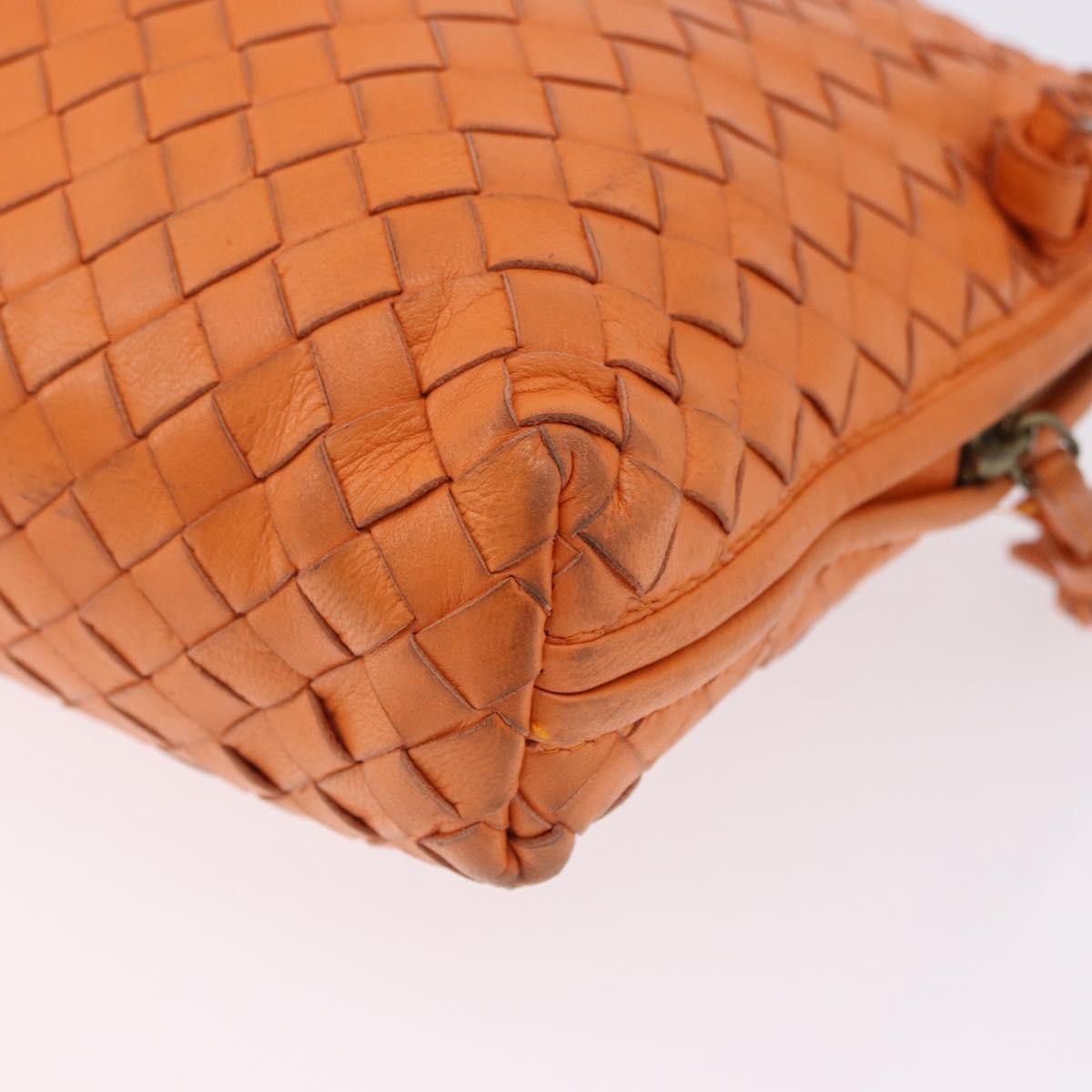 Bottega Veneta Nodini Intrecciato Nappa Orange Leather Shoulder Bag Bag (Pre-Owned)