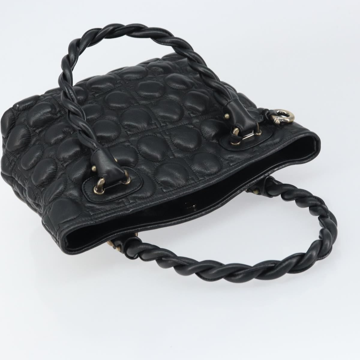 Salvatore Ferragamo Gancini Leather Black Leather Handbag (Pre-Owned)