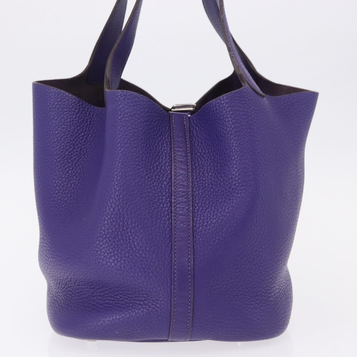 Hermes Picotin Lock Clemence Purple Leather Handbag (Pre-Owned)