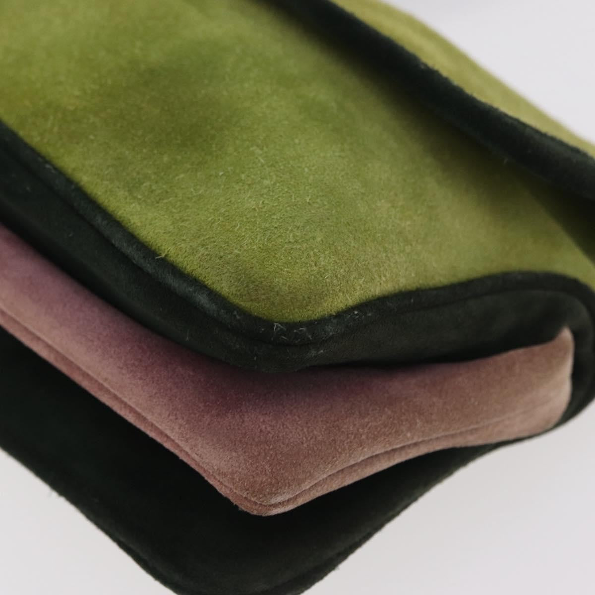 Miu Miu Vintage Flap Bag Suede Green Suede Handbag (Pre-Owned)