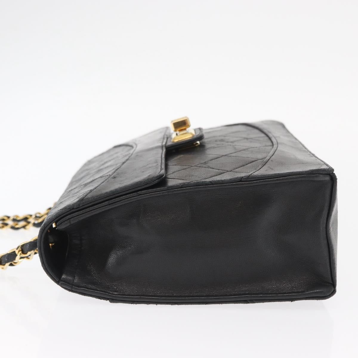 Chanel Vintage Mademoiselle Lock Trapezoid Flap Quilted Lambskin Black Leather Shoulder Bag Bag (Pre-Owned)