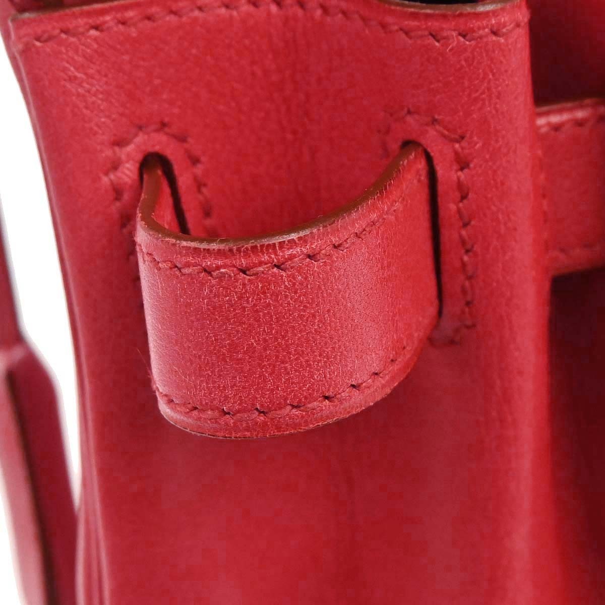 Hermes Kelly Red Evercalf With Gold Hardware Red Leather Handbag (Pre-Owned)