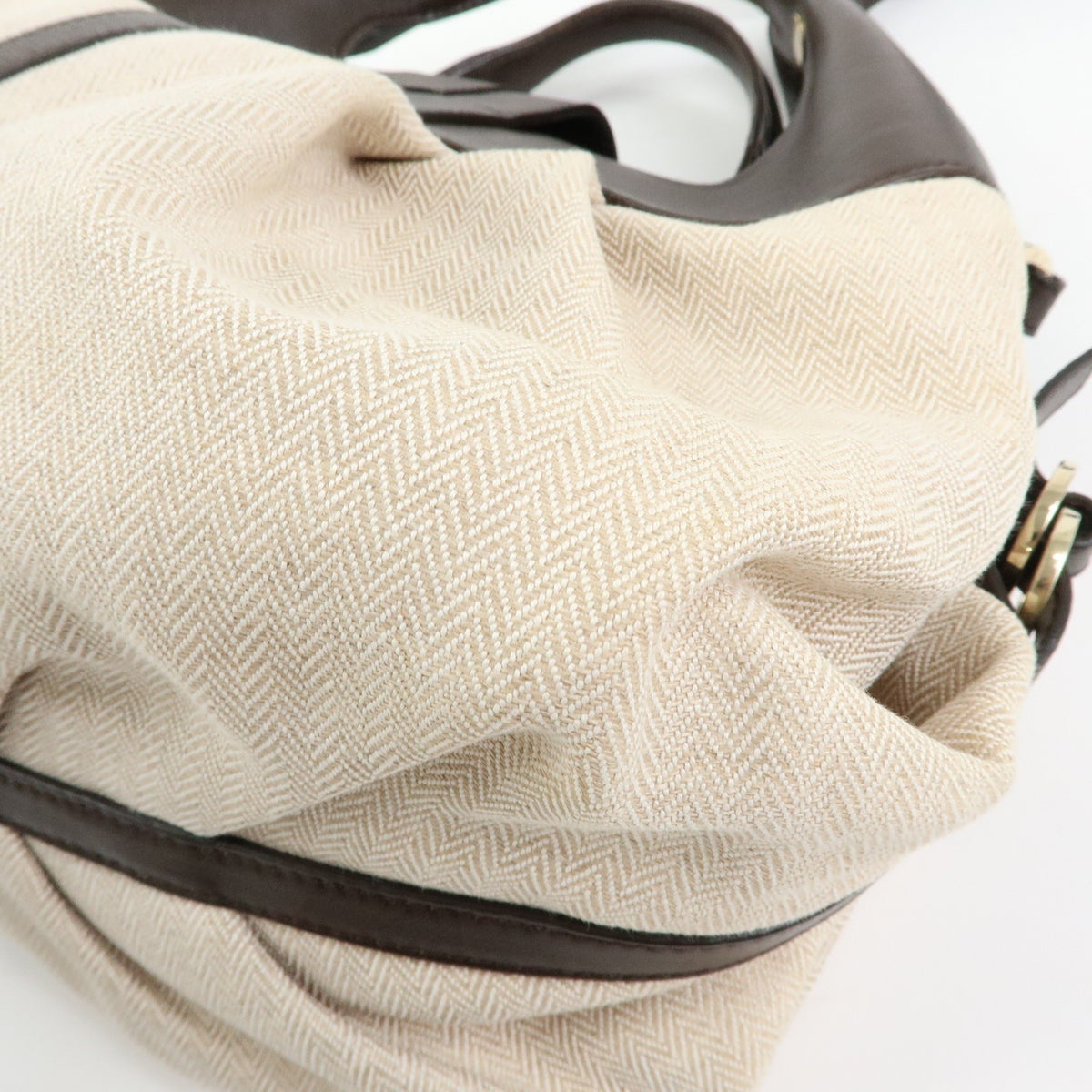 Bvlgari Chandra Hobo Canvas And Leather Beige Canvas Shoulder Bag Bag (Pre-Owned)