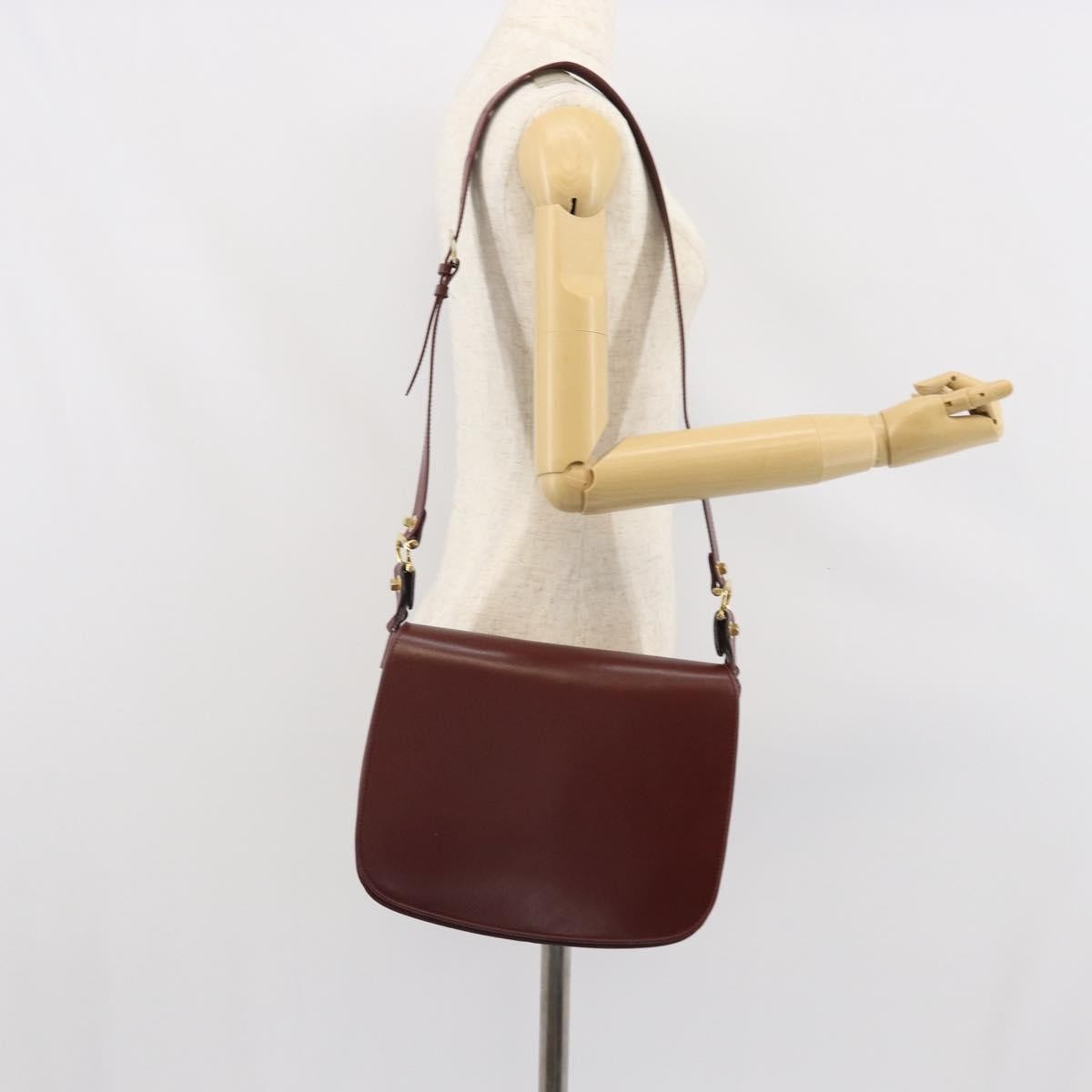 Cartier Must De Cartier Leather Burgundy Leather Shoulder Bag Bag (Pre-Owned)