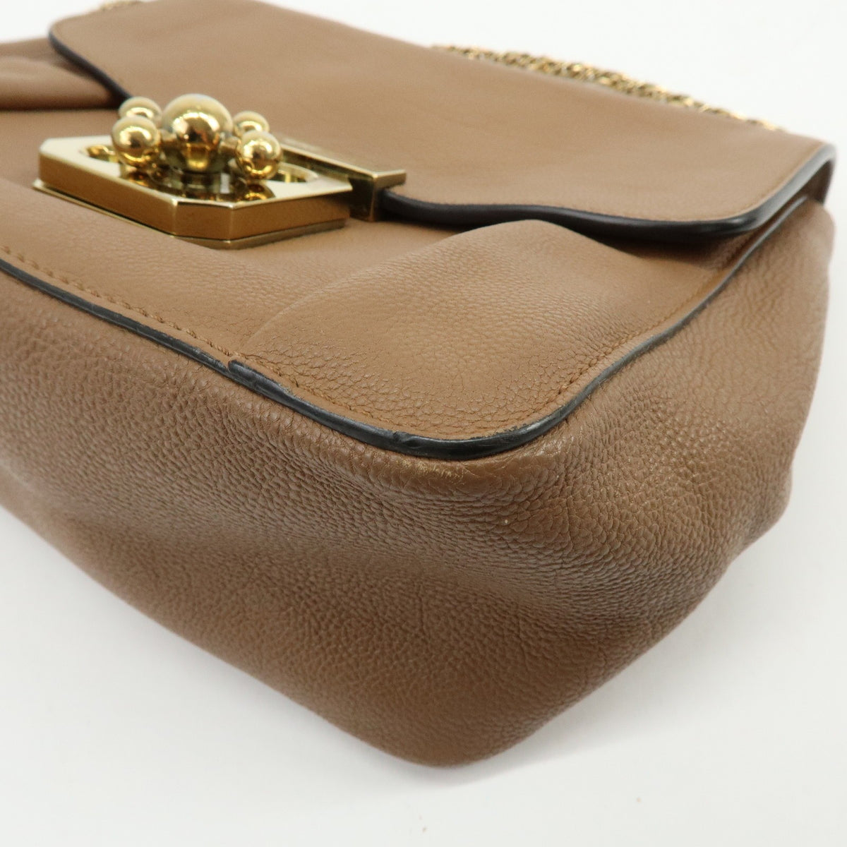 Chloe Elsie Chain Leather Brown Leather Shoulder Bag Bag (Pre-Owned)