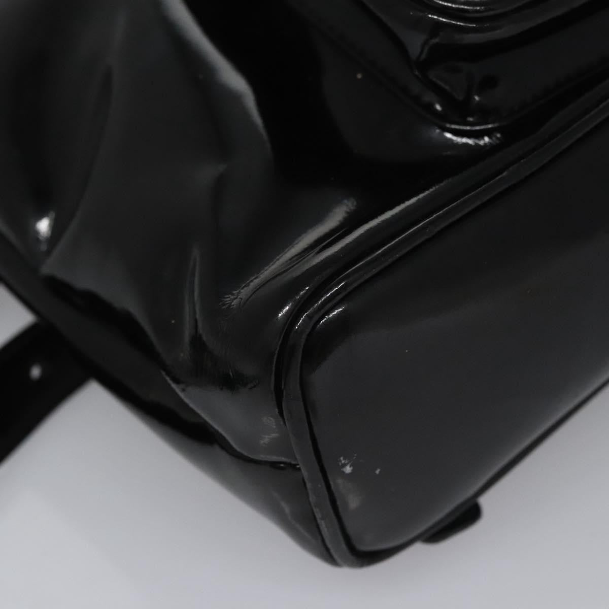 Gucci Vintage Bamboo Patent Black Patent_Leather Backpack Bag (Pre-Owned)