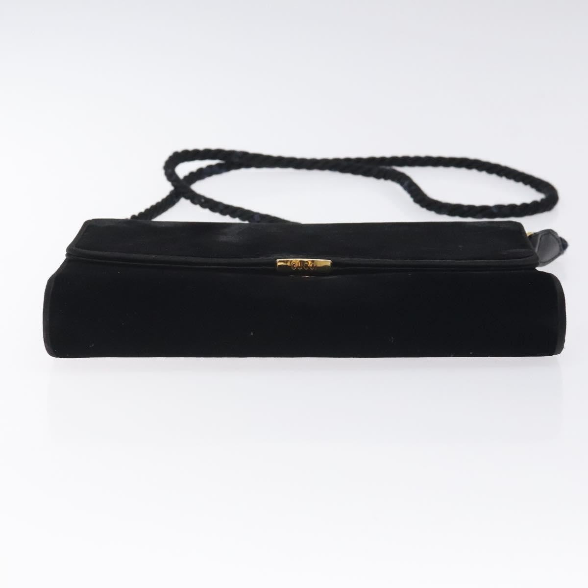 Gucci Vintage Flap Velvet Black Velvet Shoulder Bag Bag (Pre-Owned)