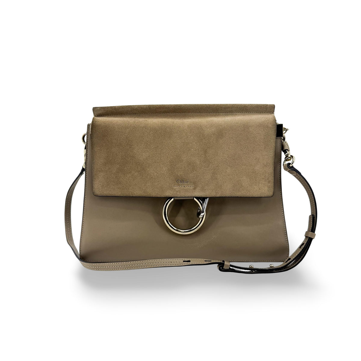 Chloe Faye Leather And Suede Brown Suede Shoulder Bag Bag (Pre-Owned)