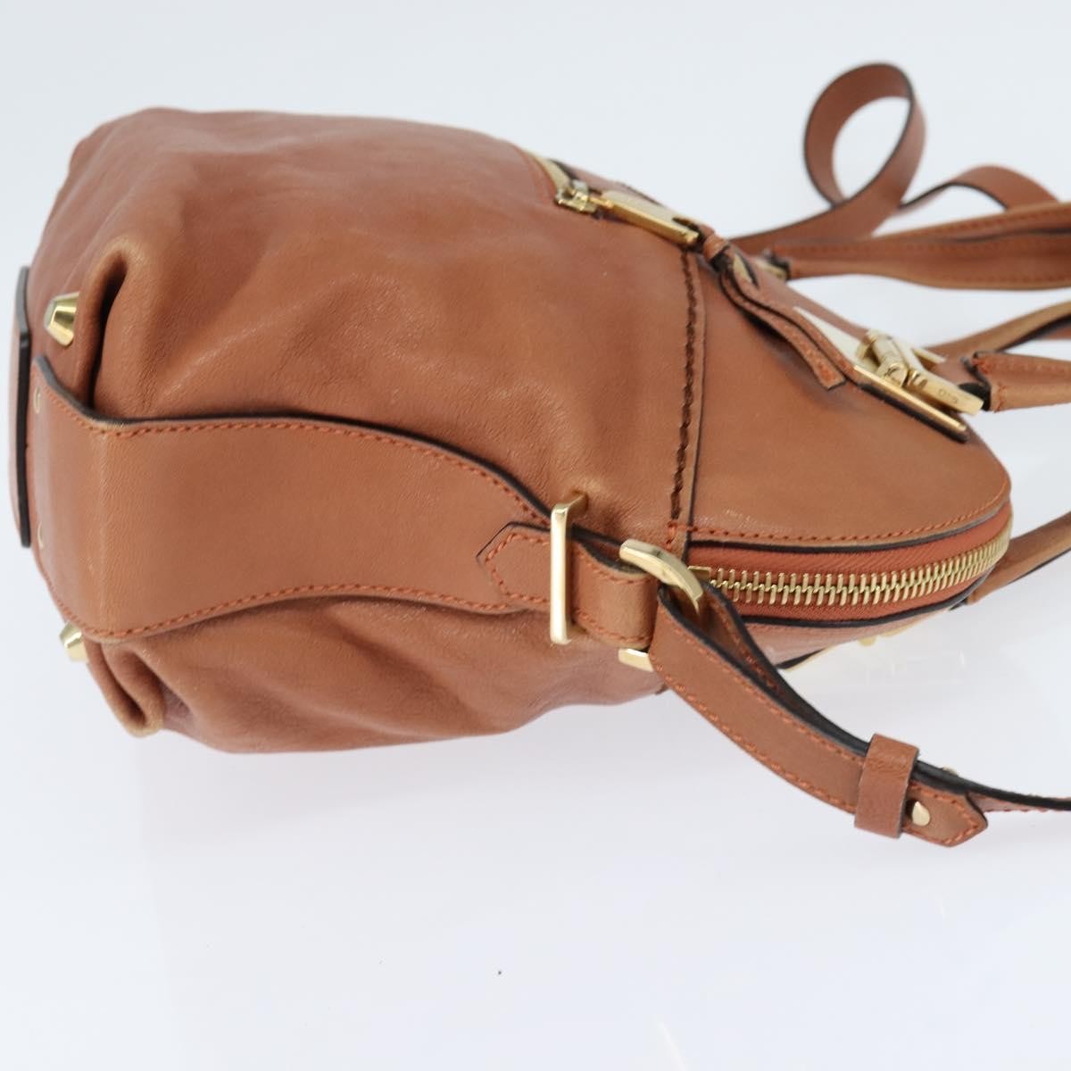 Chloe Angie Tote Leather Brown Leather Tote Bag Bag (Pre-Owned)