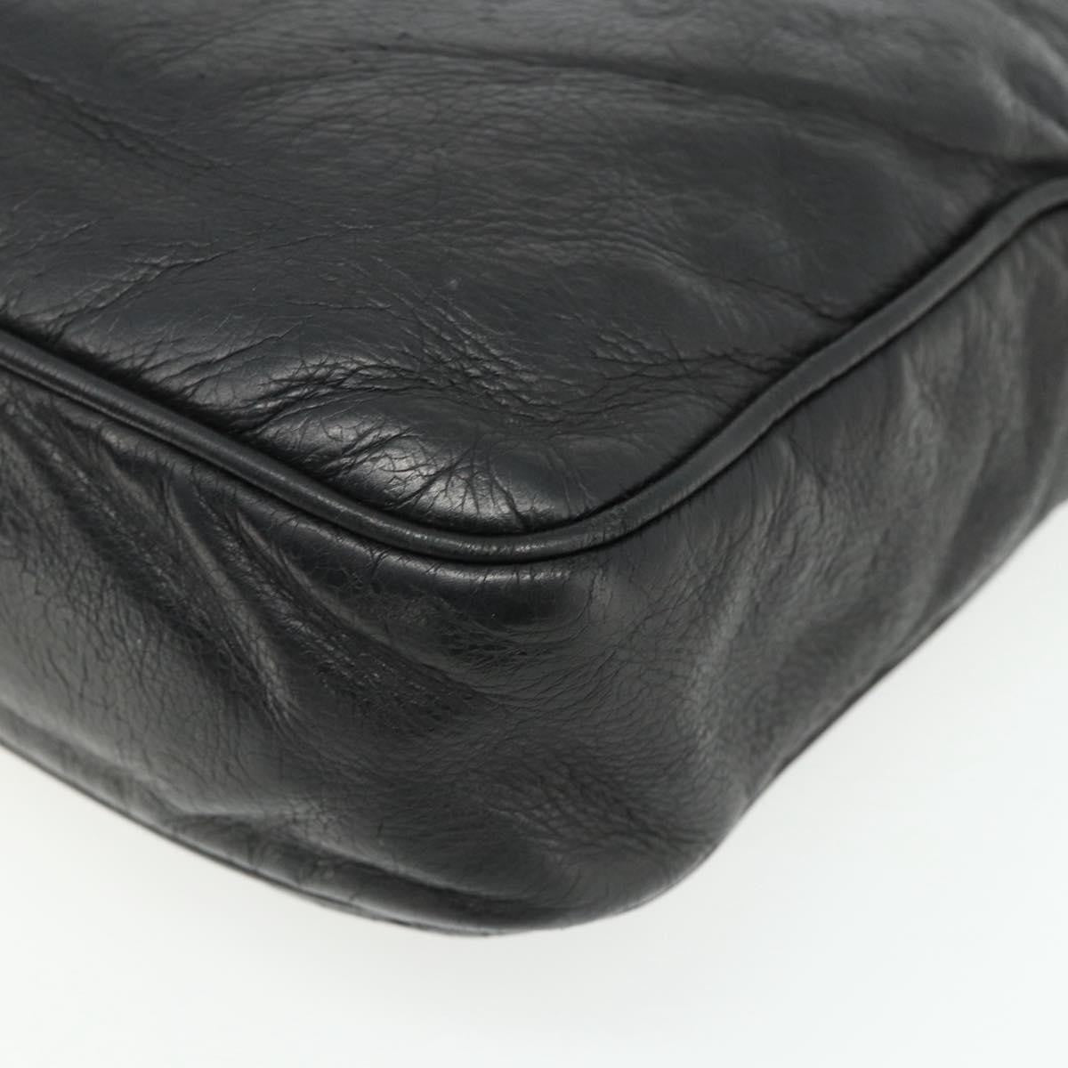 Gucci Front Zip Messenger Guccissima Leather Black Leather Shoulder Bag Bag (Pre-Owned)