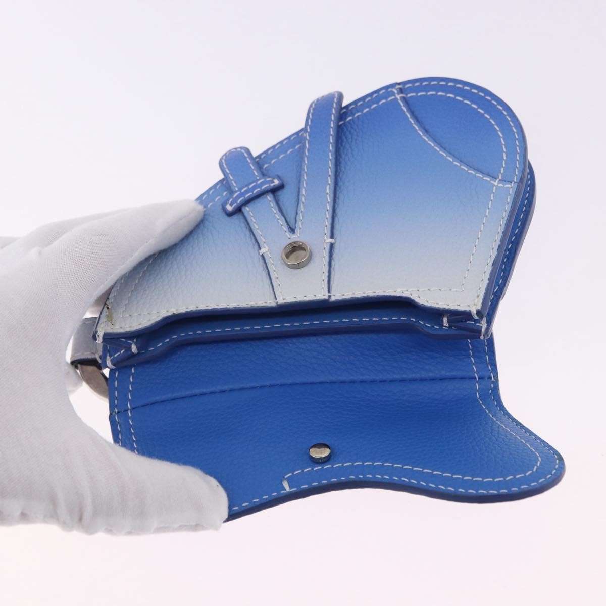 Christian Dior Saddle Wristlet Clutch Leather Blue Leather Clutche & Pouche Bag (Pre-Owned)