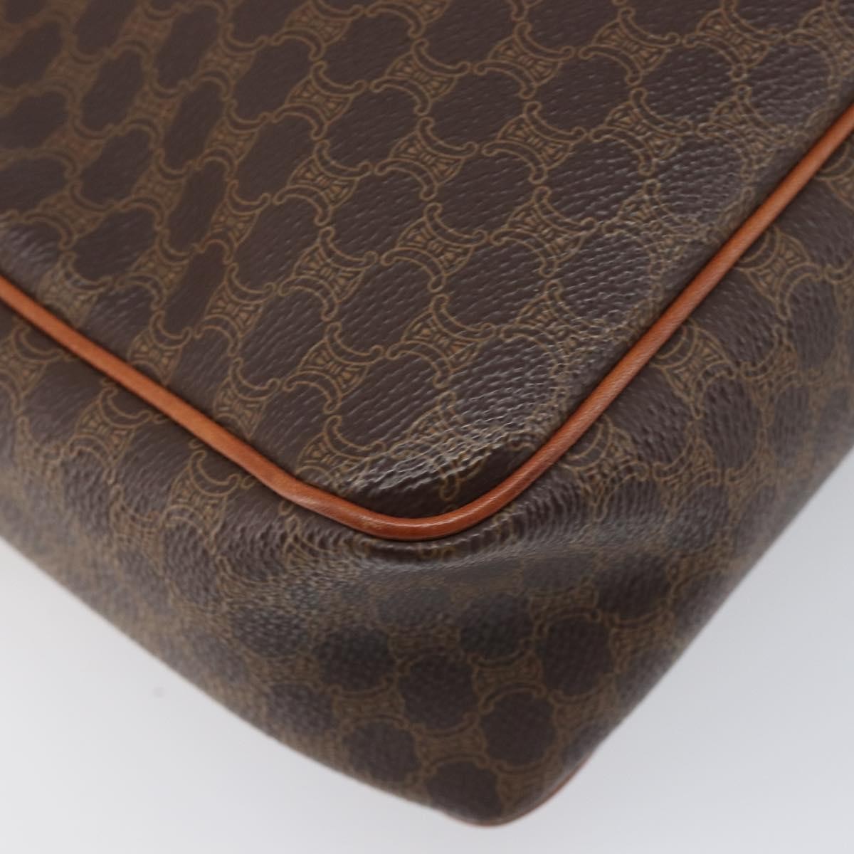 Celine Vintage Macadam Circle Logo Canvas And Leather Brown Pvc Shoulder Bag Bag (Pre-Owned)