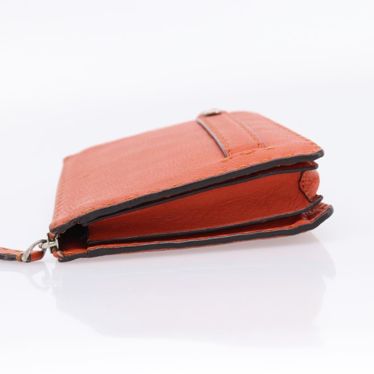 Fendi Selleria Zip Clutch Leather Orange Leather Clutche & Pouche Bag (Pre-Owned)