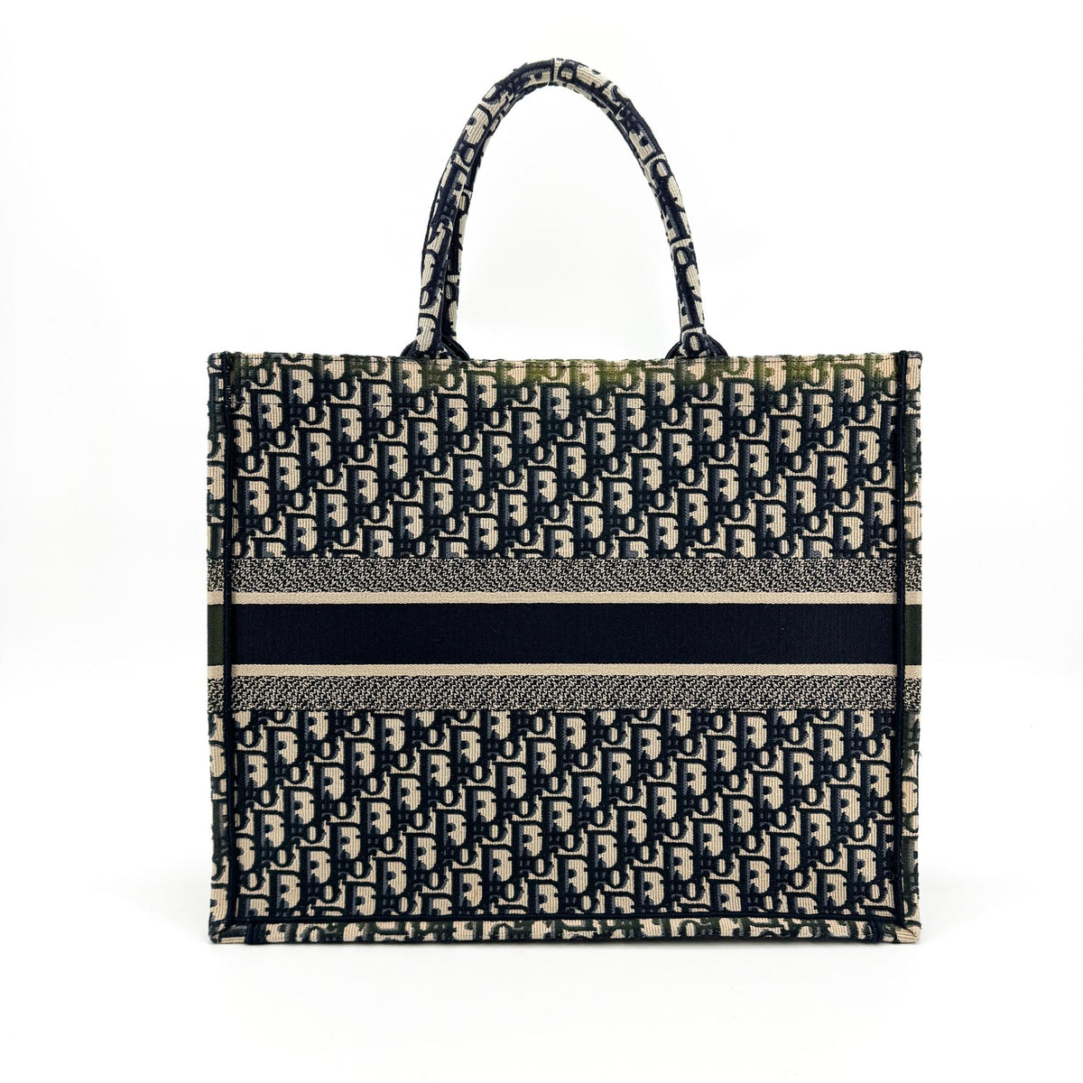 Christian Dior Book Oblique Canvas Navy Canvas Tote Bag Bag (Pre-Owned)