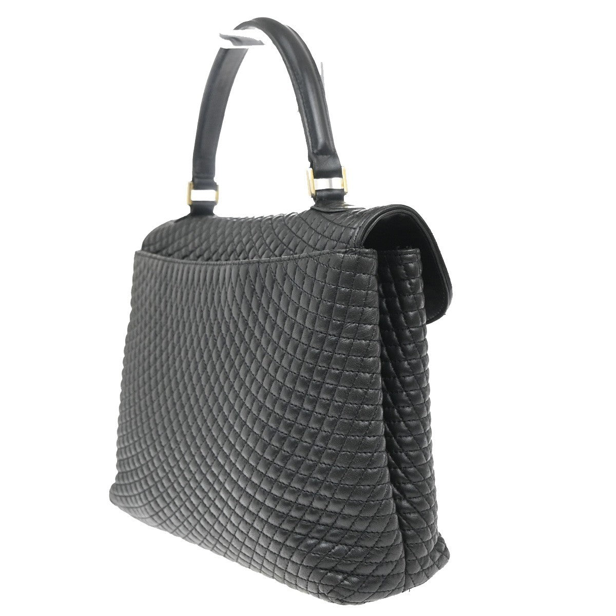 Bally Vintage Quilted Leather Black Leather Handbag (Pre-Owned)