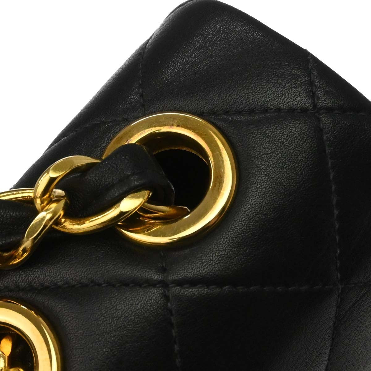 Chanel Vintage Cc Chain Flap Shoulder Quilted Lambskin Black Leather Handbag (Pre-Owned)